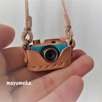 Ｂさま専用ページ＊ターコイズブルー＊革のミニカメラネックレス＆カメラセット
