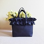 ◆訳あり作品◆M☆ デニムフリルバッグ👜フェミニンで可愛い！