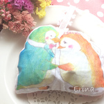 ペンギンさんカップルのラベンダーサシェ