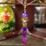 spécimen iris-(Crépuscule violet)／天然石付ハーバリウムネックレス