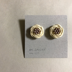  [新作]ミルクティーベージュ＊お花結び＊ラタンイヤリング・ピアス＊Lサイズ