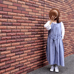 コットンリネンのエプロンワンピース ブルー