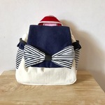 【受注製作】名入れ ベビー リュック（ネイビー×フリルポケット）