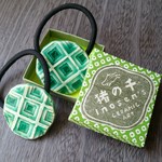 格子ガラスグリーンヘアゴム