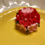 つまみ細工 紫陽花  いちごみるく色