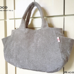 （12）SALE 30%OFF！Ricoシリーズ   コットンパイル〈シルバーグレー〉×11号帆布 〈生成り〉トートバッグ　Lサイズ