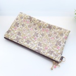 ★LIBERTY　Meadow　メドゥ　あずきミルク　J10A　内布・二つの内ポケット付きビニコのぺたんこペンケース　◆通帳ポーチ・ペンケースに♪