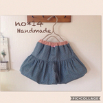限定１点＜９０サイズ＞　バックリボン付き　コットンリネンのふんわりバルーンスカート