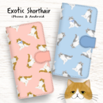ねこ柄♪エキゾチックショートヘア！ 手帳型スマホケース【受注生産】