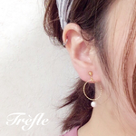 ゴールドフープとコットンパールピアス／イヤリング