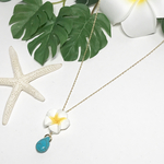 ターコイズ プルメリア  ネックレス ゴールドカラー  パワーストーンネックレス 天然石