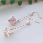 折り鶴と三角形のロングピアス/イヤリング(桜ピンクゴールド)