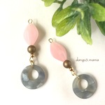 300円☆オーバル(ピンク)☆べっ甲(グレー)のピアス/イヤリング