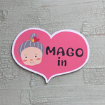 再販☆「孫乗ってます」「MAGO in」☆ハンドメイド☆頼りになるほっぺぷっくりおばあちゃんのドライビングステッカー