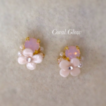 ピンクオパール♡スワロとお花のピアス♡