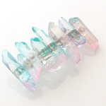 天然石 水晶 氷柱 バレッタ 大 ピンクブルー