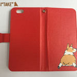 ◇iPhoneX対応◇手帳型スマホケース-コーギー犬-（赤カバー）ほぼ全機種対応