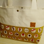 きのこいろいろ☆たっぷりトートバッグ☆帆布＆本革タグ