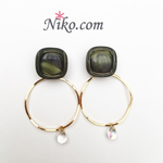 2way vintage bottonイヤリングピアス