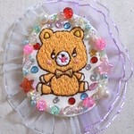 ◆刺繍ワッペンバッジ【ゴージャスくま(オレンジ系)】◆