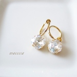 ＊swarovski crystal moonlight～大人に憧れるシンプルラウンドイヤリング