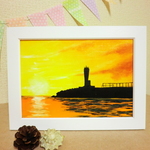 油絵原画『金色の風景』　額縁付き