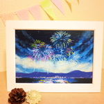 油絵原画『花火』　額縁付き