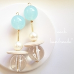 Summerブルー＊シンプル大ぶりピアス