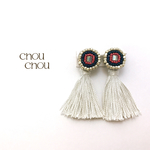 刺繍ビーズ×タッセルピアス