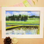 油絵原画『昼の風景』　額縁付き