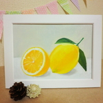 油絵原画『レモン』　額縁付き