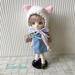   ネコ耳フード＆カンカン帽＆セーラーカラーワンピース オビツ11サイズ