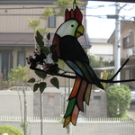 ◆再販　オウムのサンキャッチャー　　◆ステンドグラス