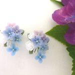 バラと紫陽花のブーケキャスケードピアス・イヤリング
