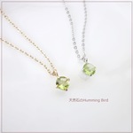 【再販売】天然石のネックレス◆ペリドット　ラウンドカット　6ｍｍ　立て爪タイプペンダント