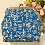北欧草花（ブルー）♡がま口ポーチ