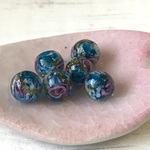 ガラスビーズ/8ｍｍ/da388/8個/花柄/トンボ玉/とんぼ玉/アクセサリー パーツ