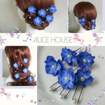 紫陽花とパールのピン＊花髪飾り8点セット【💙シンデレラブルー】