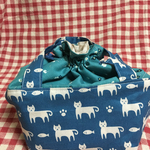 猫とお魚巾着つきお弁当トート