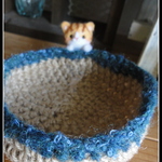 ＊ねこちゃん　mini麻かご（黄茶）＊