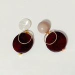 カボション×ウッド×リング　ピアス/イヤリング 　大ぶり　ゆらゆら　シンプルで合わせやすい♡