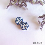 和 水引お花のピアス 瑠璃色