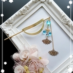 一点限り✨水色の瞬き・オーロラの輝き✨優しき扇の舞　2way マジェステ＆簪　フロストホワイト・アクア・グレー・ルナフラッシュかんざし