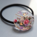 【訳あり品】まあるい大きなボタニカル・ヘアゴム（ブラック）