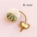 立体 お花 刺繍ブローチ ホワイト