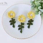 【再販】 [ブローチ] 北欧の花 -yellow & green-