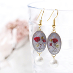【再販】かすみ草の押し花ピアス(オーバル型)＊