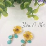 イエロー×ターコイズ  サマーピアス／イヤリング