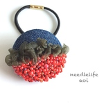 大人苺〜刺繍ヘアゴム