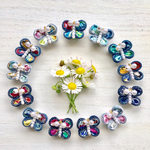 🌴再…販✨新作🦋Denim & Liberty of innocent butterfly🦋デニム&リバティの無邪気なちょうちょ🦋pearl ver.🦋イヤリング🌴